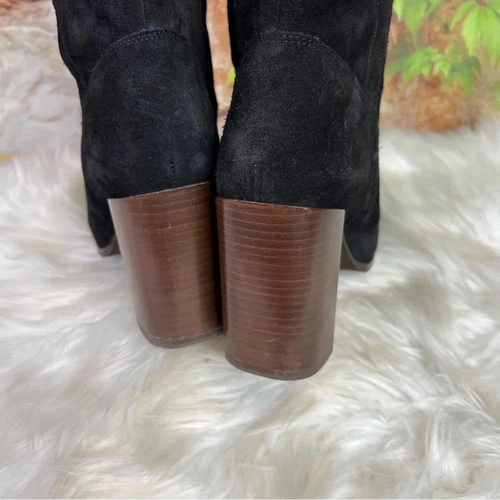 SAN MARINA Black Suede Quiet Luxury Block Heel Over the Knee Women's Boots, 38
